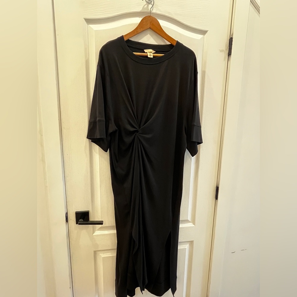 H&M Black Midi Dress with Twist Detail